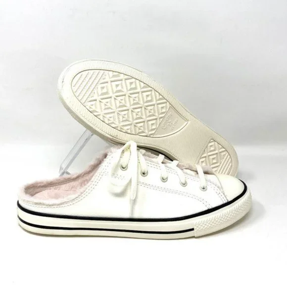 đź’–MEGA SALEđź’–Converse Womens 569547C CTAS DAINTY Mule Slip Egret Faux Fur Sand - Picture 7 of 10